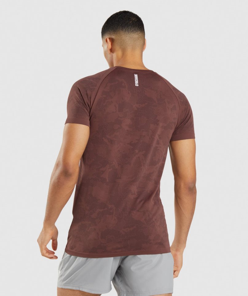 Men's Gymshark Geo Seamless T-Shirts Brown | CA D61A70